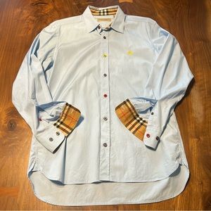 Men’s Burberry long sleeve blue button up shirt - Medium